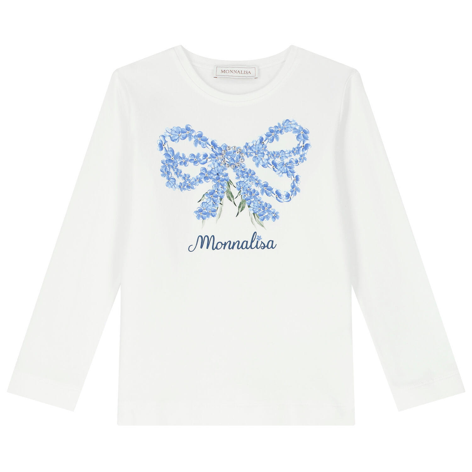 طقم بنات تنورة بطبعة الزهور باللون الأبيض والأزرق, 1, hi-res